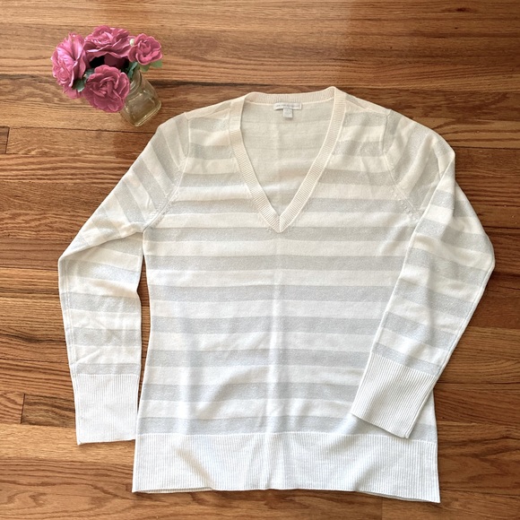 GLITTER STRIPE V NECK SWEATER - Picture 1 of 4